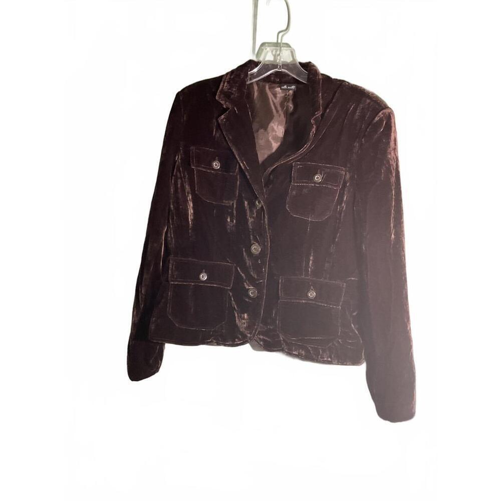 Willi Smith Stylish Velvet Blazer Jacket in Rich Brown Size Large Fall ready!